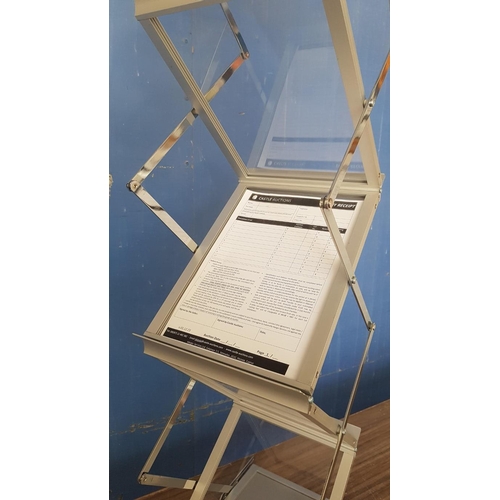 222 - Portable Free Standing Brochure / Document Stand (A4), Exhibition Display(?), Aluminum & Glass