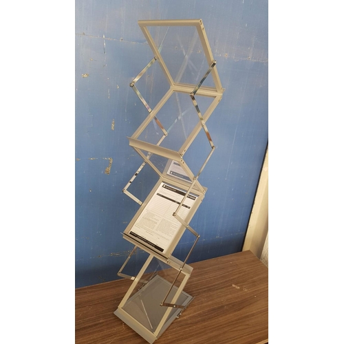 222 - Portable Free Standing Brochure / Document Stand (A4), Exhibition Display(?), Aluminum & Glass