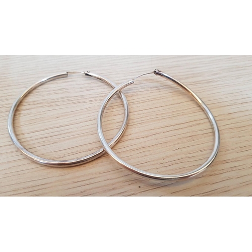 250 - Large Pair of Silver (.925) Hoop Earrings, (Approx. Ø: 7cm)