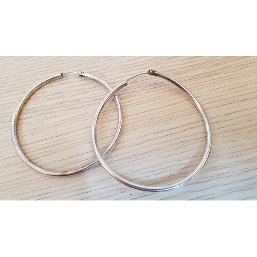 250 - Large Pair of Silver (.925) Hoop Earrings, (Approx. Ø: 7cm)