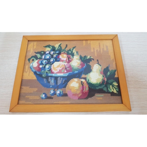 254 - Framed Still Life Embroidery of Fruit, (Approx. 33 x 25cm)