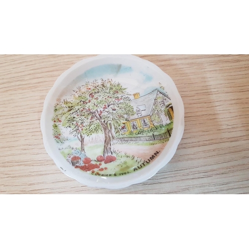 258 - Set of Decorative Miniature Porcelain Plates, Each Season, by 'Currier & Ives', (Approx. Ø: 8cm), (4... 