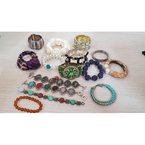 390 - Large Collection of Costume Jewellery; Bracelets, Watches, Necklaces, Rings, etc, in Plastic Basket