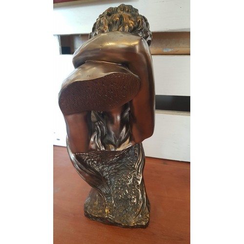 215 - 'Romantic Bust', a Metallic Effect Statues of Man and Woman Kissing, 'La Anina, 1997', (Approx. H: 3... 