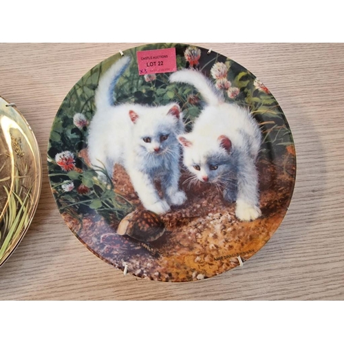 22 - 3 x Collectable Wall Plates with Cats; Royal Worcester, Knowles and Hamilton Collection, (3)