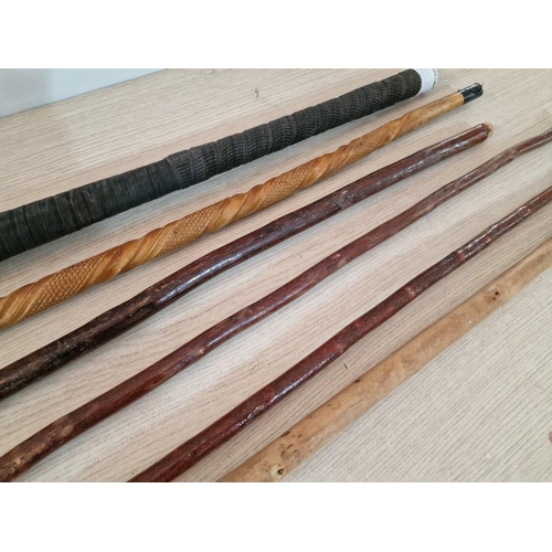 37 - Collection of 5 x Assorted Vintage Walking Sticks and a Hockey Stick, (6)