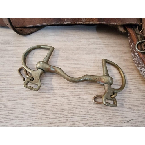 38 - Vintage Leather Horse Saddle and Brass Bit, (2)