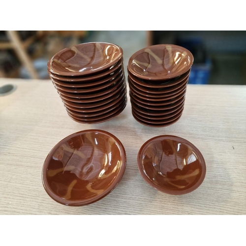 42 - Set of 12 x Large and 12 x Small Retro Style Brown Bowls