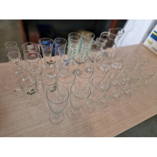 43 - 2 x Boxes of Assorted Glassware; Incl. KEO, Carlsberg, Leon, Nescafe, Set of 12 Beer Glasses, etc