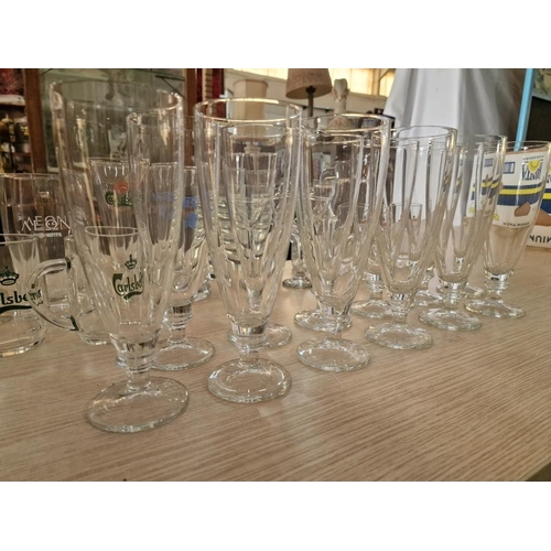 43 - 2 x Boxes of Assorted Glassware; Incl. KEO, Carlsberg, Leon, Nescafe, Set of 12 Beer Glasses, etc