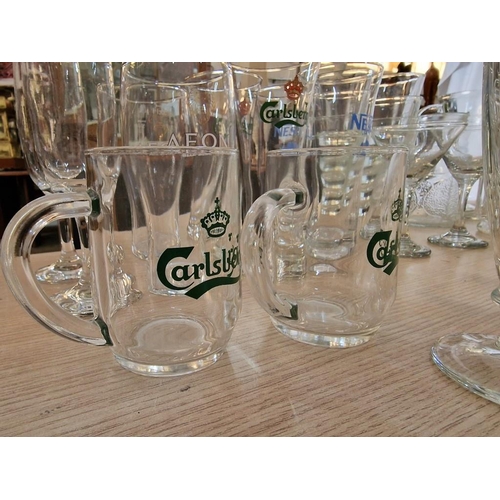 43 - 2 x Boxes of Assorted Glassware; Incl. KEO, Carlsberg, Leon, Nescafe, Set of 12 Beer Glasses, etc