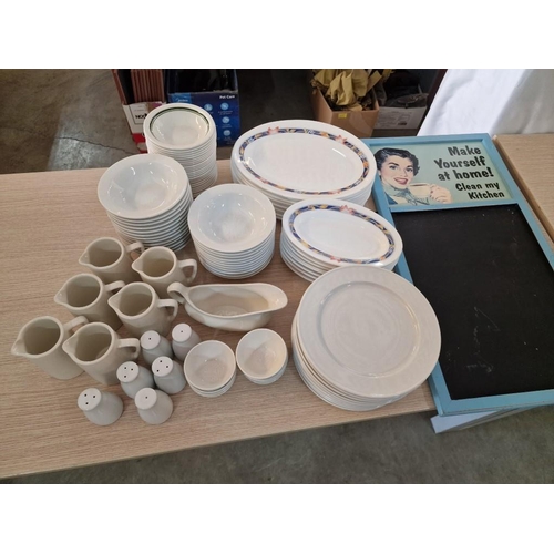 44 - Large Qty of Assorted Tableware; Various Plates, Bowls, Jugs, Dishes, Salt & Pepper (see multiple ph... 