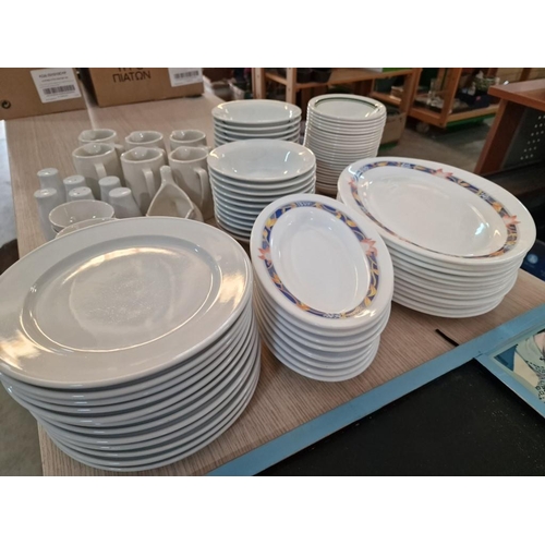 44 - Large Qty of Assorted Tableware; Various Plates, Bowls, Jugs, Dishes, Salt & Pepper (see multiple ph... 