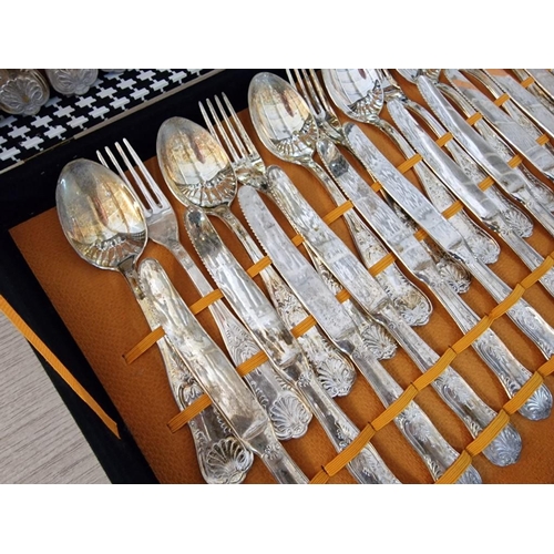 64 - Cased 12-Place Cutlery Set with Serving Utensils