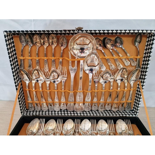 64 - Cased 12-Place Cutlery Set with Serving Utensils