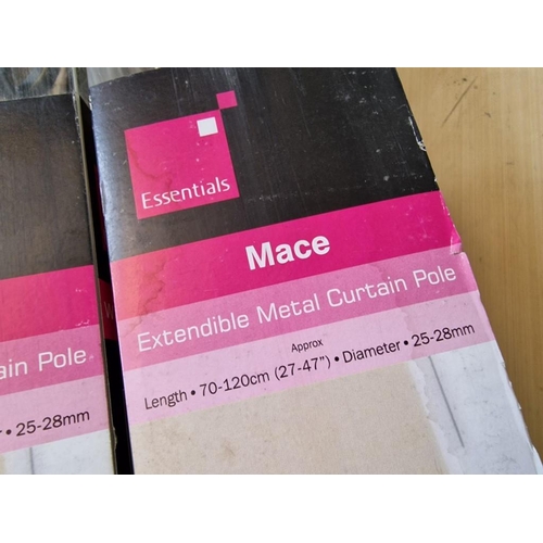 65 - 4 x Antique Brass Colour Extendable Metal Curtain Poles, (70-120cm), Unused in Boxes, (4)