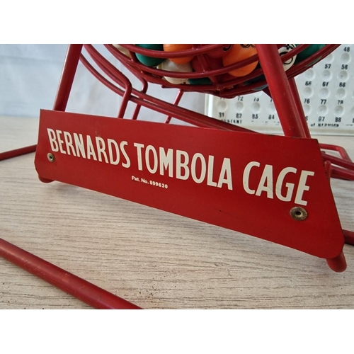 7 - Vintage 'Bernards Tombola Game'; Red Metal Frame Revolving Cage, Hand Wound and Automatic Ball Colle... 