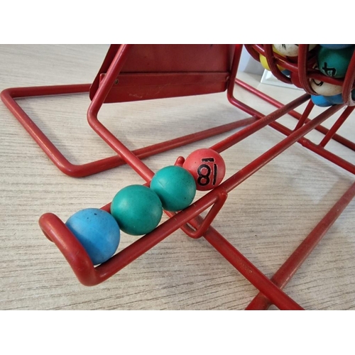 7 - Vintage 'Bernards Tombola Game'; Red Metal Frame Revolving Cage, Hand Wound and Automatic Ball Colle... 