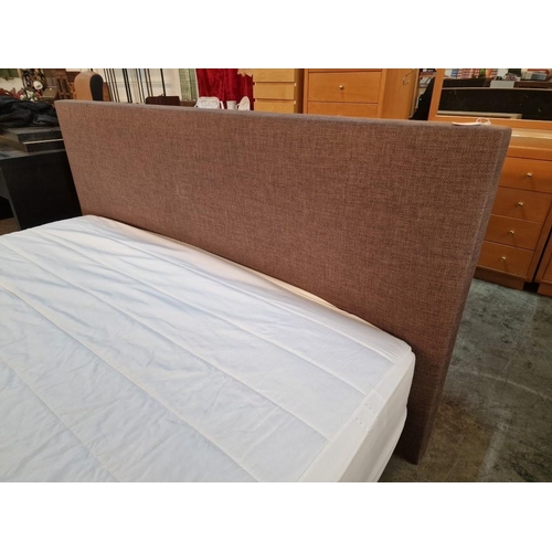 153 - Super King Size Bed (Box Spring) with Fabric Headboard and Surround, with IKEA 'Hyllestad' Pocket Sp... 