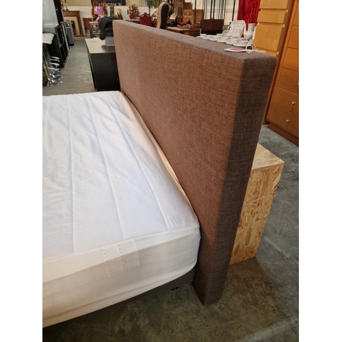 153 - Super King Size Bed (Box Spring) with Fabric Headboard and Surround, with IKEA 'Hyllestad' Pocket Sp... 