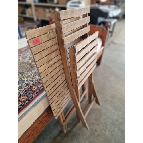 627 - Wooden Slat Folding Garden / Patio Table and Chair, (2)