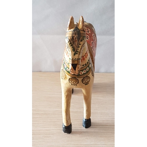 308 - Vintage Folk Art; Hand Painted Wooden Indian Ghodi Wedding Horse, (Approx. 20 x 21 x 5cm Overall)