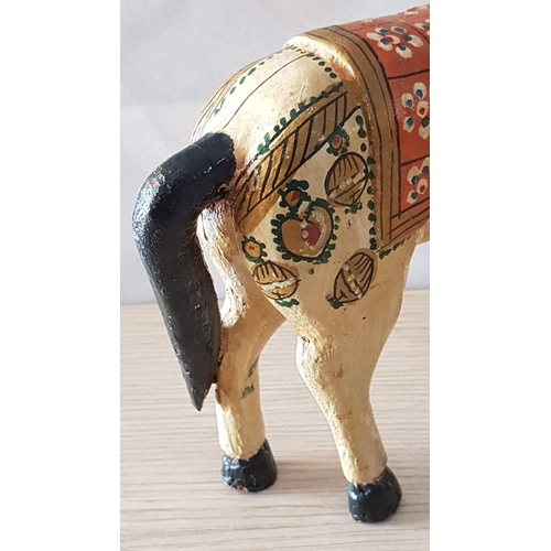 308 - Vintage Folk Art; Hand Painted Wooden Indian Ghodi Wedding Horse, (Approx. 20 x 21 x 5cm Overall)