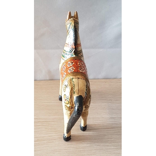 308 - Vintage Folk Art; Hand Painted Wooden Indian Ghodi Wedding Horse, (Approx. 20 x 21 x 5cm Overall)