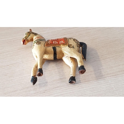 308 - Vintage Folk Art; Hand Painted Wooden Indian Ghodi Wedding Horse, (Approx. 20 x 21 x 5cm Overall)