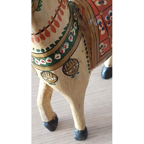 308 - Vintage Folk Art; Hand Painted Wooden Indian Ghodi Wedding Horse, (Approx. 20 x 21 x 5cm Overall)