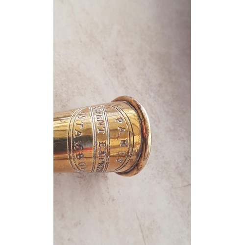 159 - 'Orient Express Paris' Istanbul Brass and Copper Conductor's Horn, (Approx. L: 14.5cm), Together wit... 