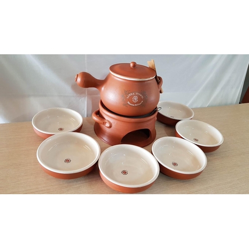 168 - Mamma Ro Pottery / Terracotta Pot (Approx. Ø: 20cm, H; 16cm) with Burner and 6 x Matching Bowls