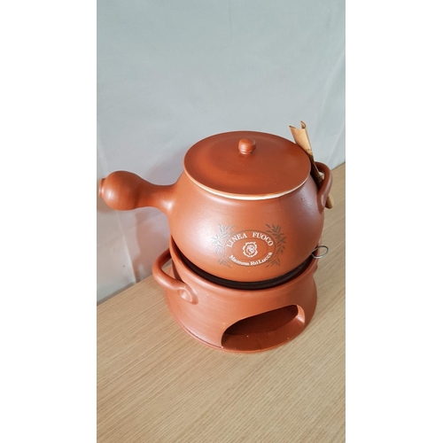 168 - Mamma Ro Pottery / Terracotta Pot (Approx. Ø: 20cm, H; 16cm) with Burner and 6 x Matching Bowls