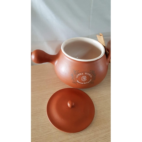 168 - Mamma Ro Pottery / Terracotta Pot (Approx. Ø: 20cm, H; 16cm) with Burner and 6 x Matching Bowls