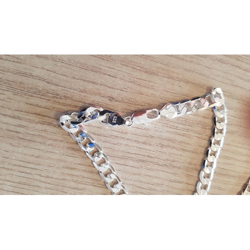 184 - Silver Men's Neck Chains (Stamped .925) Cuban Chain (Approx. L: 75cm, 40g), Figaro Chain (Approx. L:... 