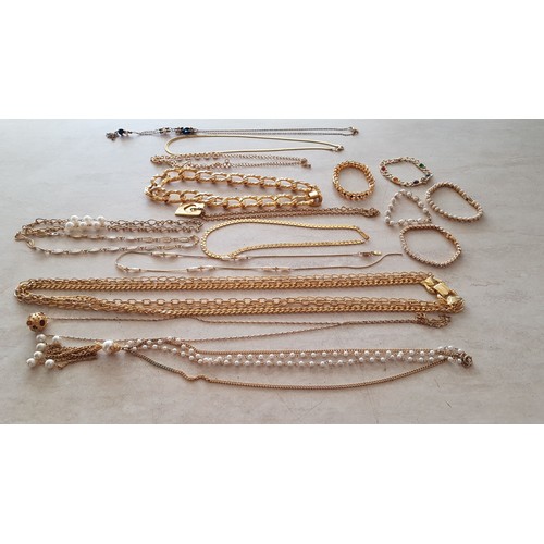 170 - Large Collection of Elegant Gold Plated & Gold Tone Jewellery; Necklaces & Bracelets,