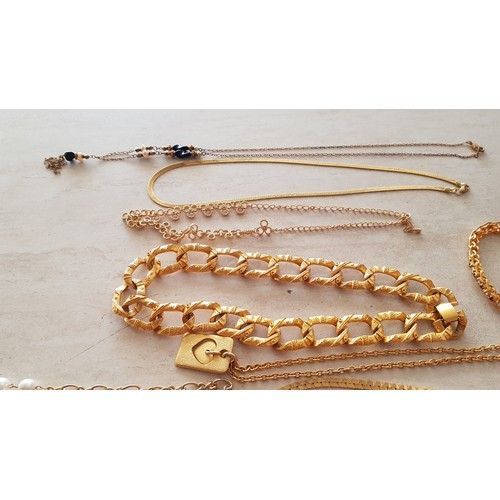 170 - Large Collection of Elegant Gold Plated & Gold Tone Jewellery; Necklaces & Bracelets,