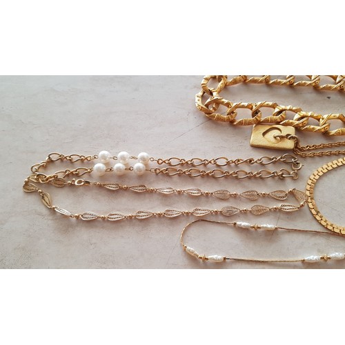 170 - Large Collection of Elegant Gold Plated & Gold Tone Jewellery; Necklaces & Bracelets,