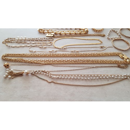 170 - Large Collection of Elegant Gold Plated & Gold Tone Jewellery; Necklaces & Bracelets,