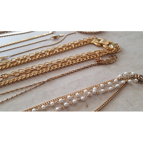 170 - Large Collection of Elegant Gold Plated & Gold Tone Jewellery; Necklaces & Bracelets,