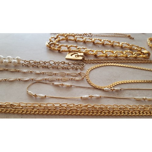 170 - Large Collection of Elegant Gold Plated & Gold Tone Jewellery; Necklaces & Bracelets,