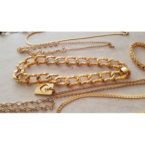 170 - Large Collection of Elegant Gold Plated & Gold Tone Jewellery; Necklaces & Bracelets,