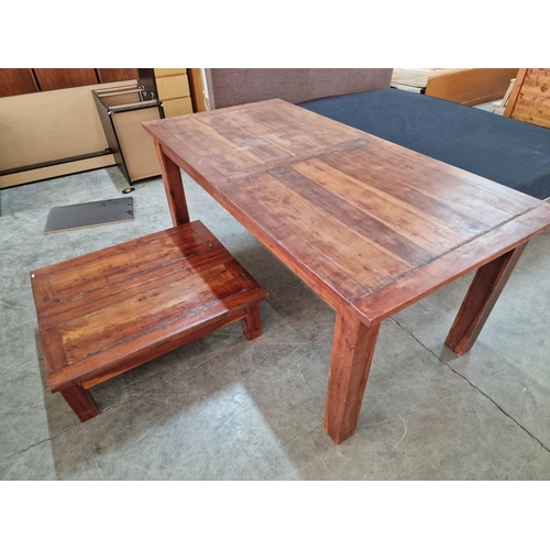 149 - Solid Wood Farmhouse Style Rectangular Dining Table (Approx. 180 x 90cm), Together with 2 x 40cm Ext... 