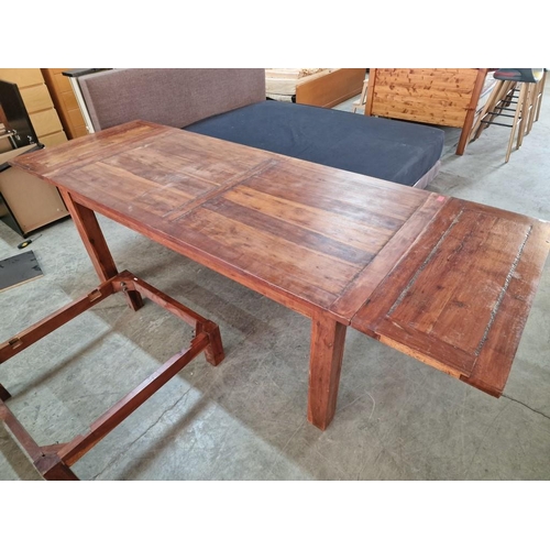 149 - Solid Wood Farmhouse Style Rectangular Dining Table (Approx. 180 x 90cm), Together with 2 x 40cm Ext... 