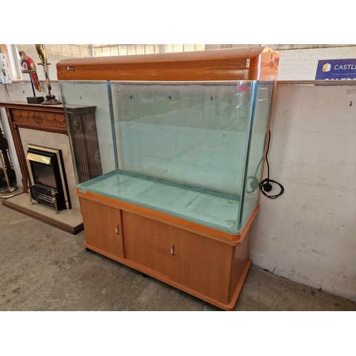 158 - Large Aquarium / Fish Tank on Light Wood Stand with Storage Cupboard, Fitted Lid / Cover with Lamp, ... 