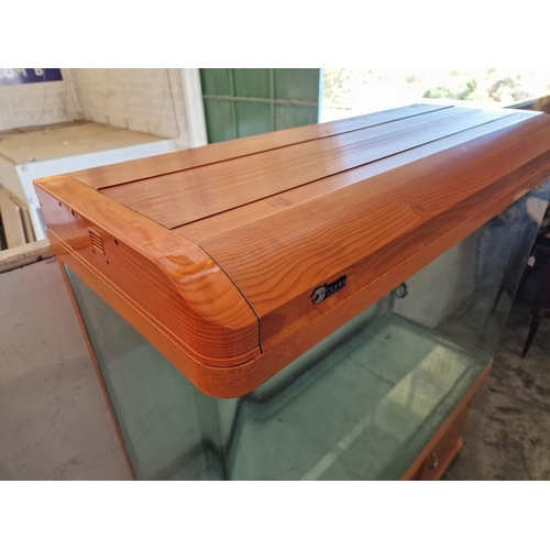 158 - Large Aquarium / Fish Tank on Light Wood Stand with Storage Cupboard, Fitted Lid / Cover with Lamp, ... 