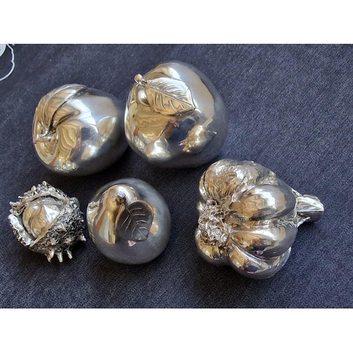 137 - Collection of 5 x Electroform Silver (.925) Ornamental Fruits, (Approx. H's: 6-7cm), (5)