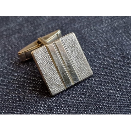 139 - 3 x Pairs of Sterling Silver Cufflinks, (One Gold Plated Textured Square Pattern, One Round with Old... 