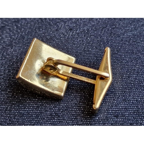 139A - 2 x Pairs of Gold Plated Cufflinks; One 'Commodore' Rectangular with Pattern, and One Bow Fronted / ... 