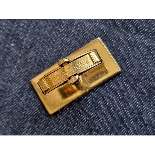 139A - 2 x Pairs of Gold Plated Cufflinks; One 'Commodore' Rectangular with Pattern, and One Bow Fronted / ... 